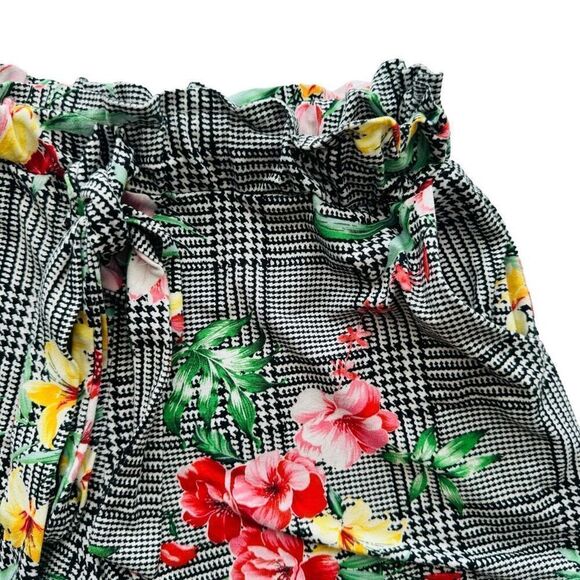 LA Gypsy Multicolor Plaid Floral Shorts Women’s Medium - Picture 2 of 6